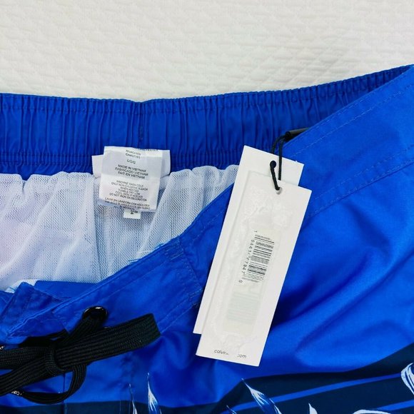 NWT Calvin Klein Floral-Print Board Swim Trunks - Picture 6 of 10